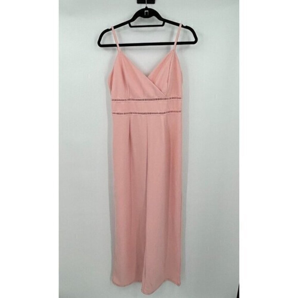 Francescas Jumpsuit Large Womens Pink V Neck Sleeveless Party Casual Knit New